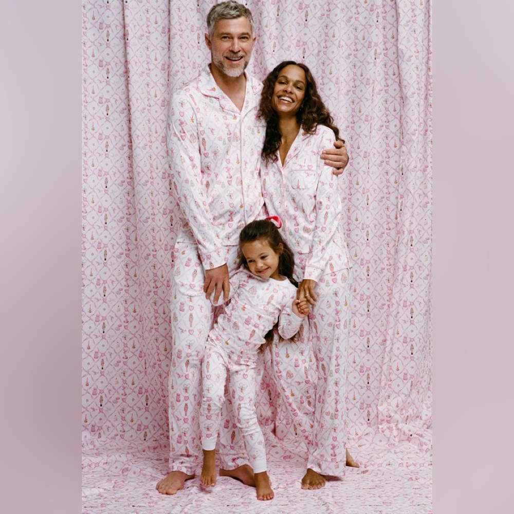 LoveShackFancy x Roller Rabbit Sugarplum Lattice Long Sleeve Polo Pajamas